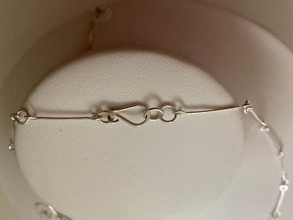 Thumbnail: Sterling silver forged necklace with aquamarine beads