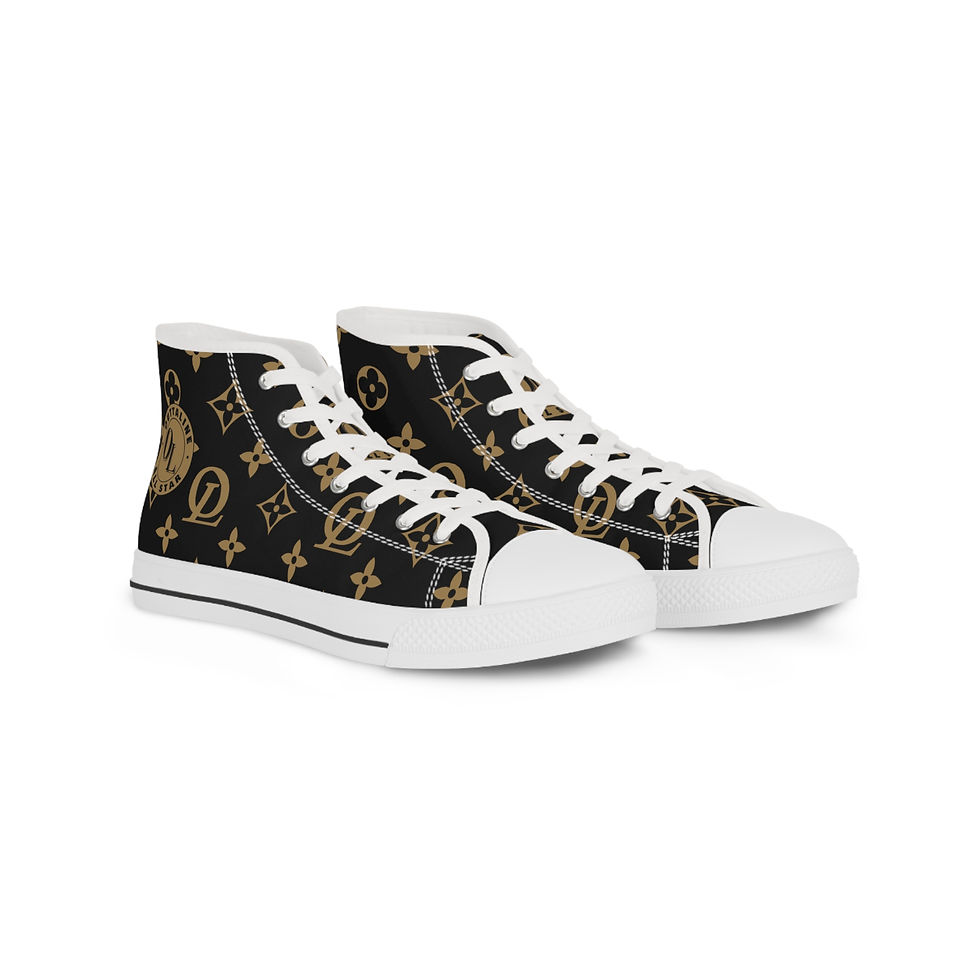 Thumbnail: Brown LUX Outtaline Men's White High Top Sneakers (Regular)