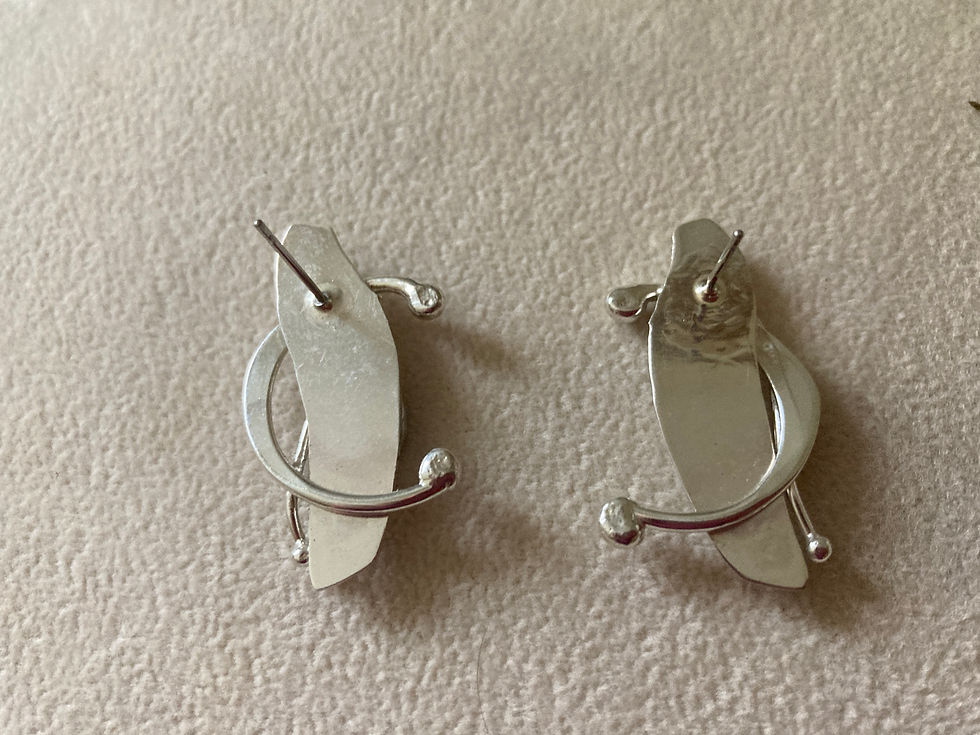 Thumbnail: Sterling silver post earrings with opal stone