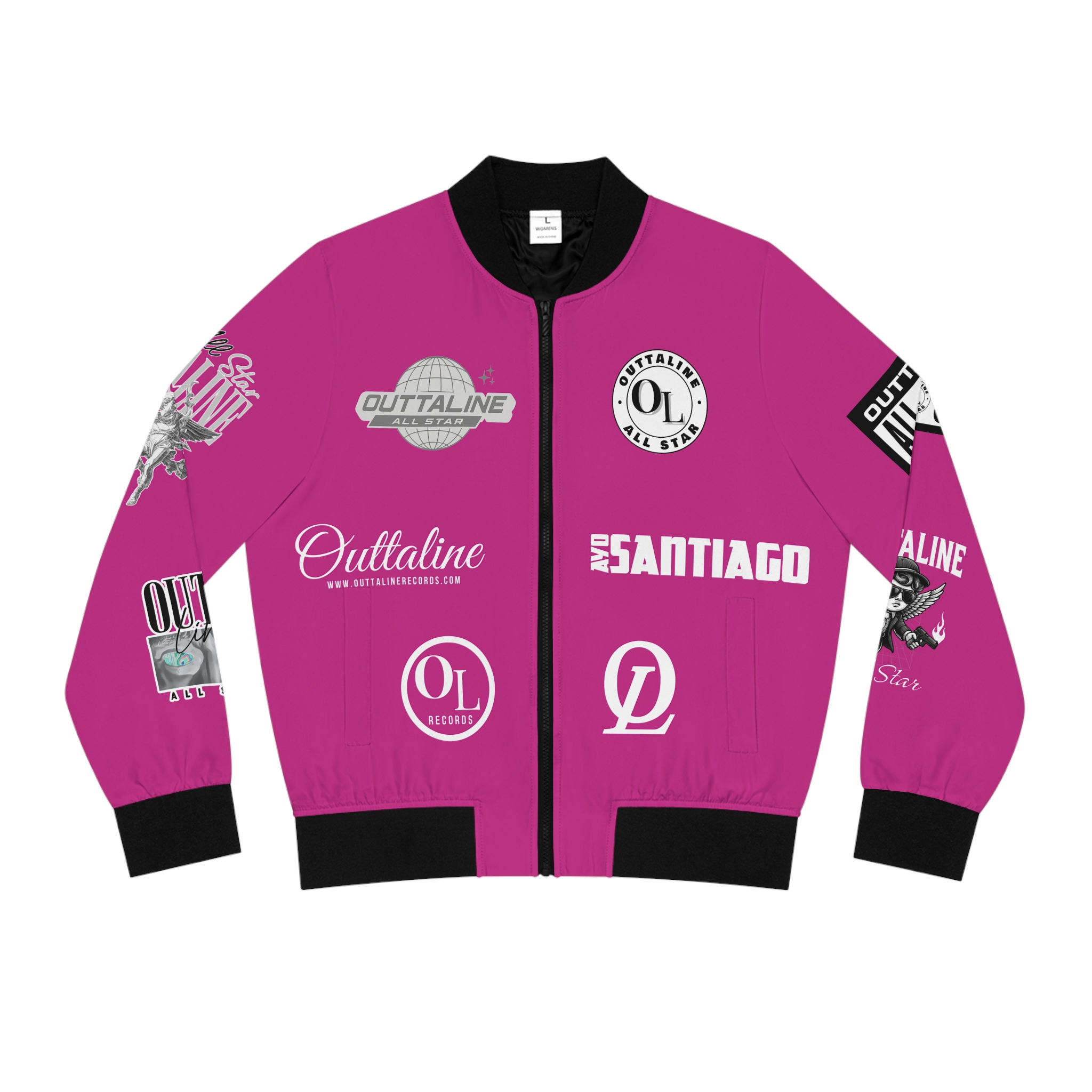 Pink OL Women's Bomber Jacket (AOP)