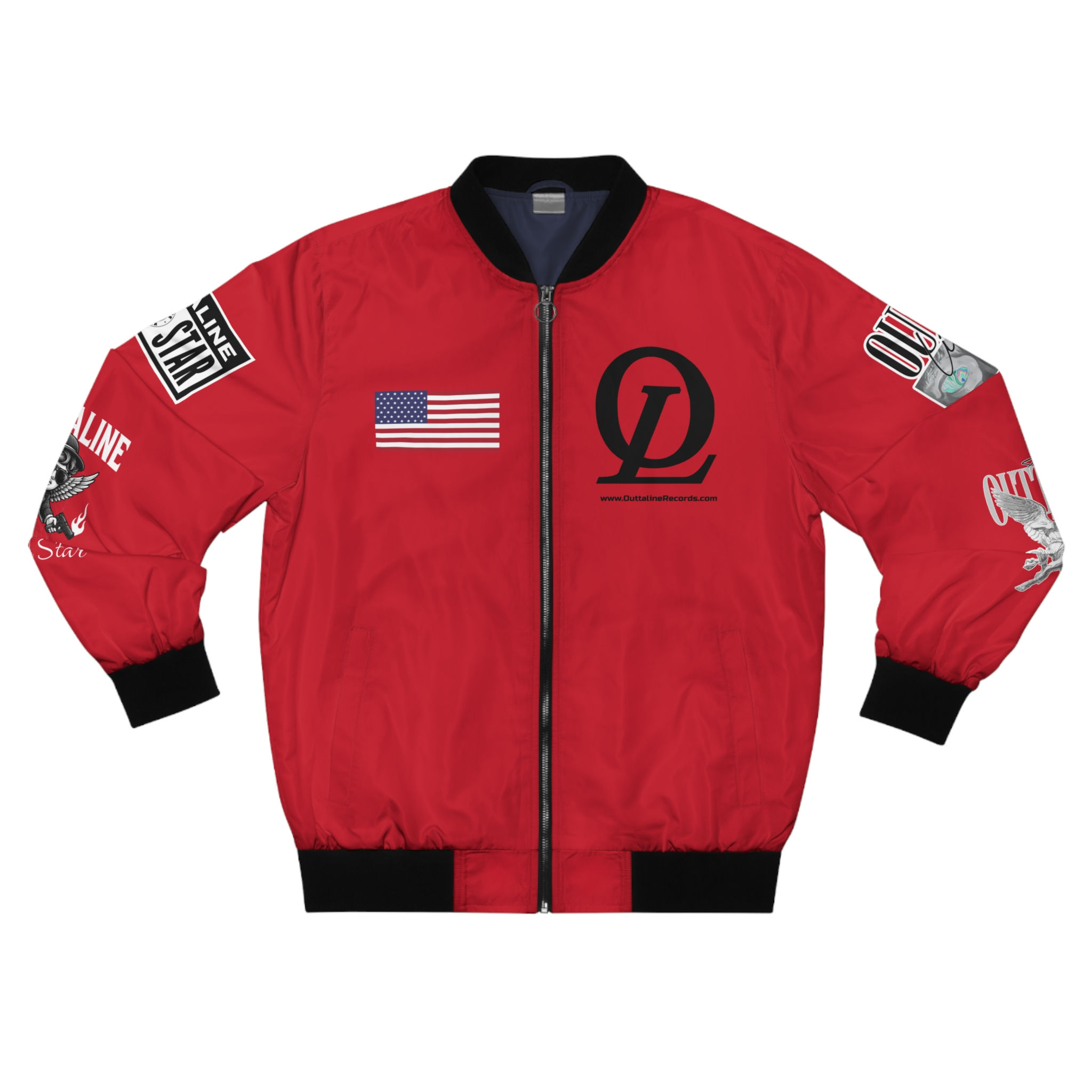 America Red Basic OL Men's Bomber Jacket (AOP)