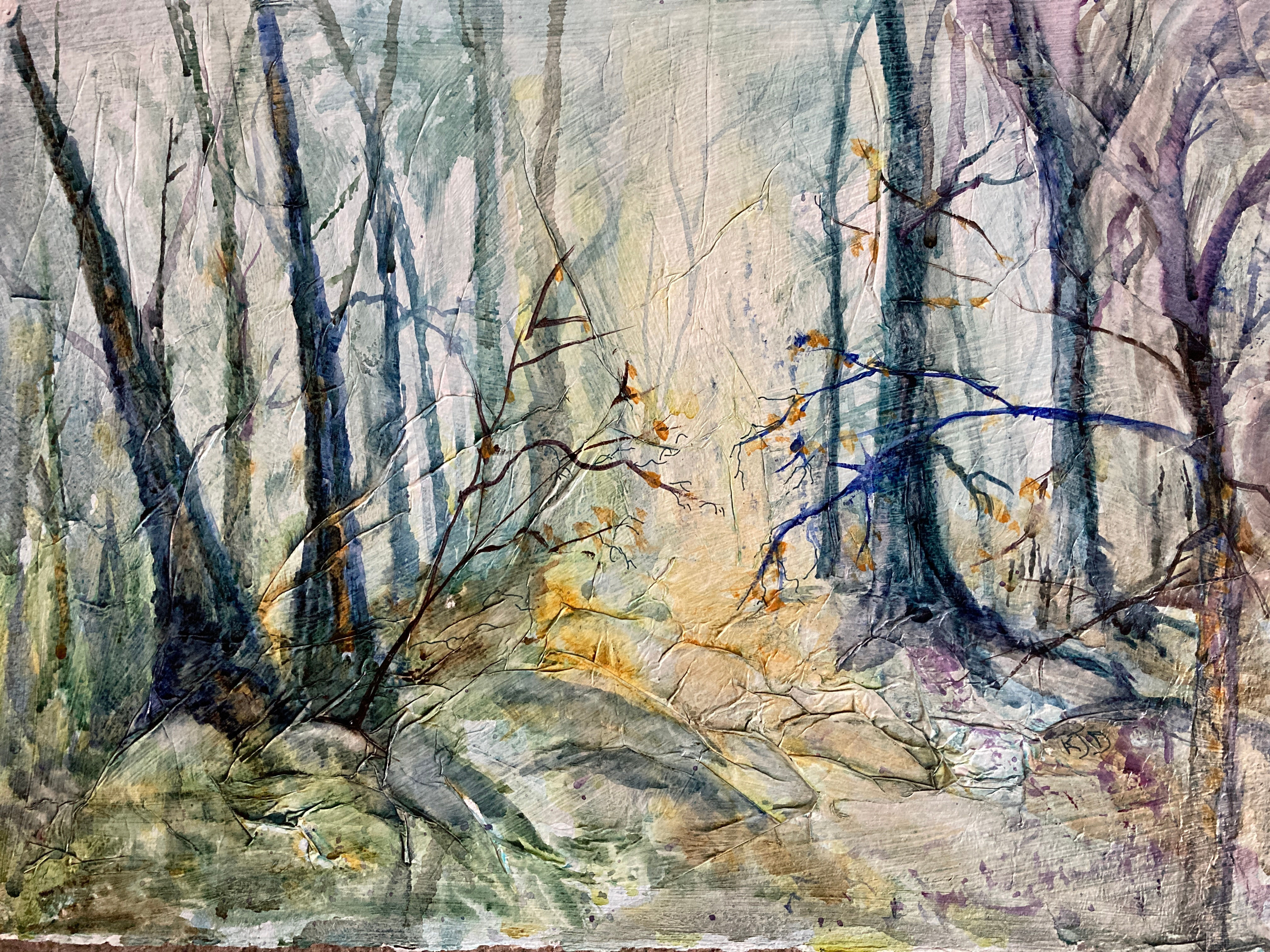 Original watercolor painting"deep forest".