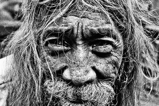 Face of old person, street photography