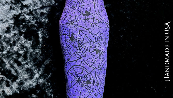 Coffin Cat Kicker Toy with Catnip - Webs in Purple