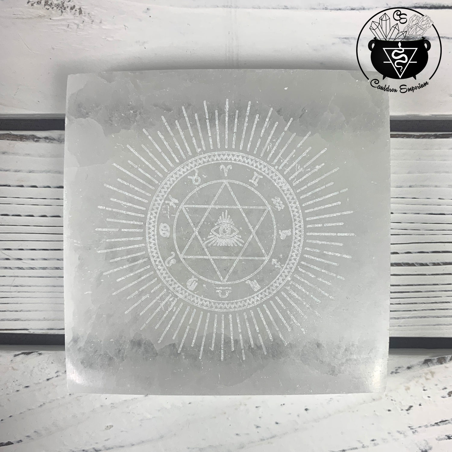 Selenite Plate - Zodiac