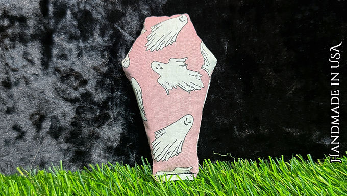 Coffin Cat Toy with Catnip - Ghosts in Pink