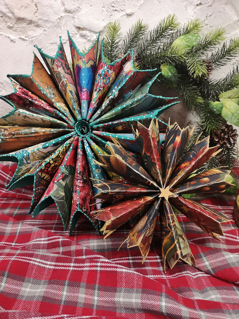 Cardboard handmade toliet roll tube christmas star