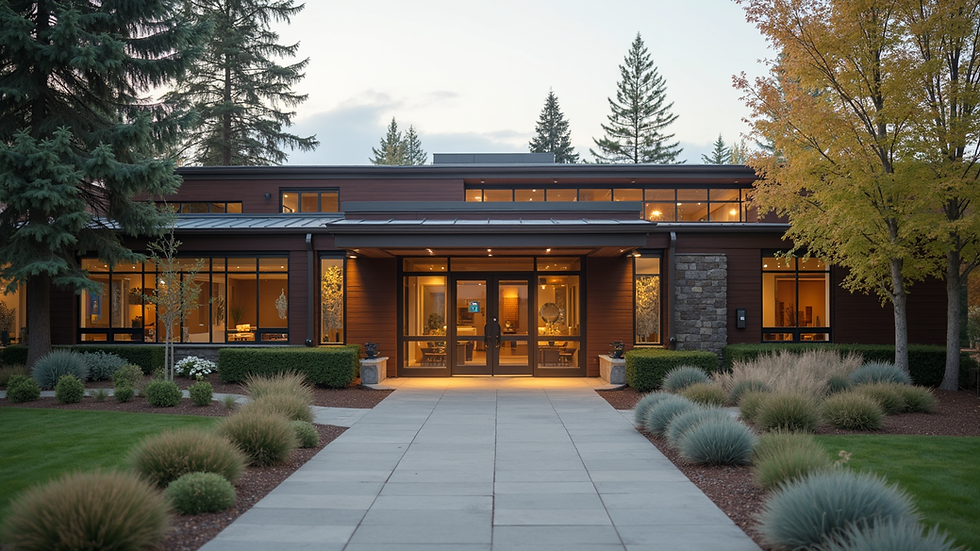Eye-level view of a community health center entrance in Oregon