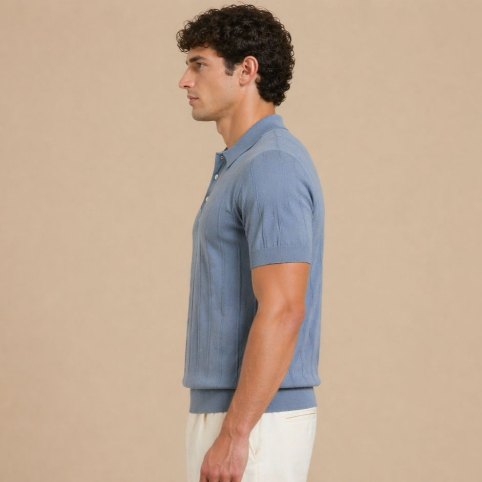 Miniatura: Azure Embossed Polo Shirt