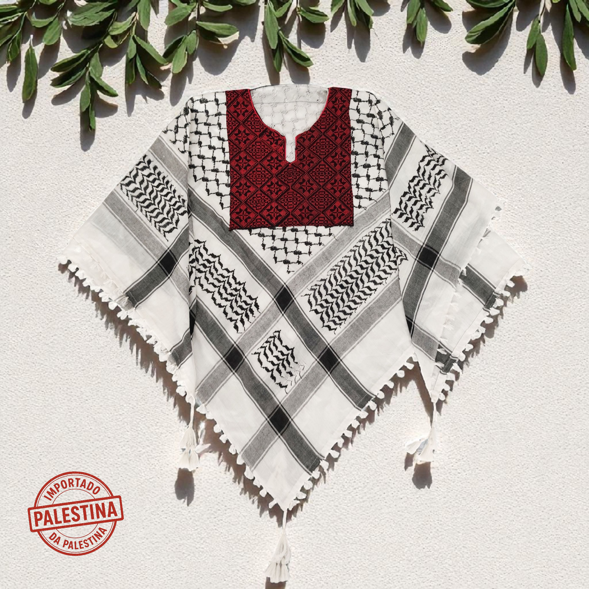 Poncho | Kufiya com Tatreez