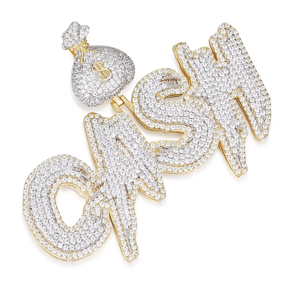 Thumbnail: Moissanite Brilliance Rhodium Plated Cash Flow Pendant with Money Bag Gift for A