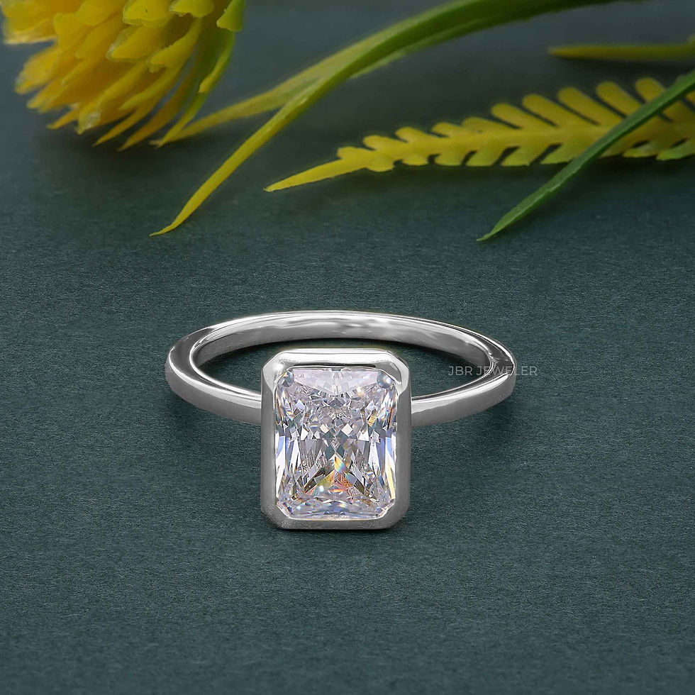 Thumbnail: 1Ct Radiant Cut Lab Grown Diamond Solitaire Engagement Ring With IGI Certified 1