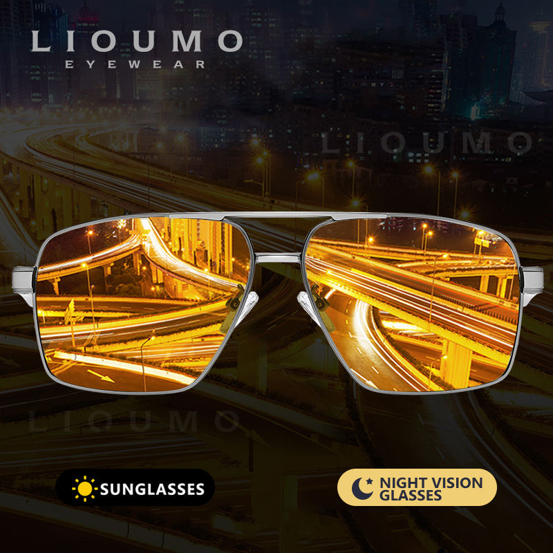 LIOUMO Intelligent Photochromic Sunglasses Men Polarized Night Vision Goggle Wom