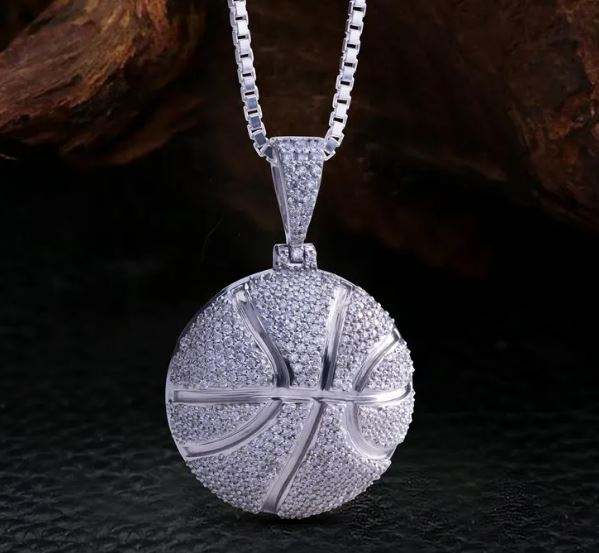 Thumbnail: Moissanite Iced Out Ball  for Men Pendant Diamonds Icy Bling Hip Hop Jewelry Gif