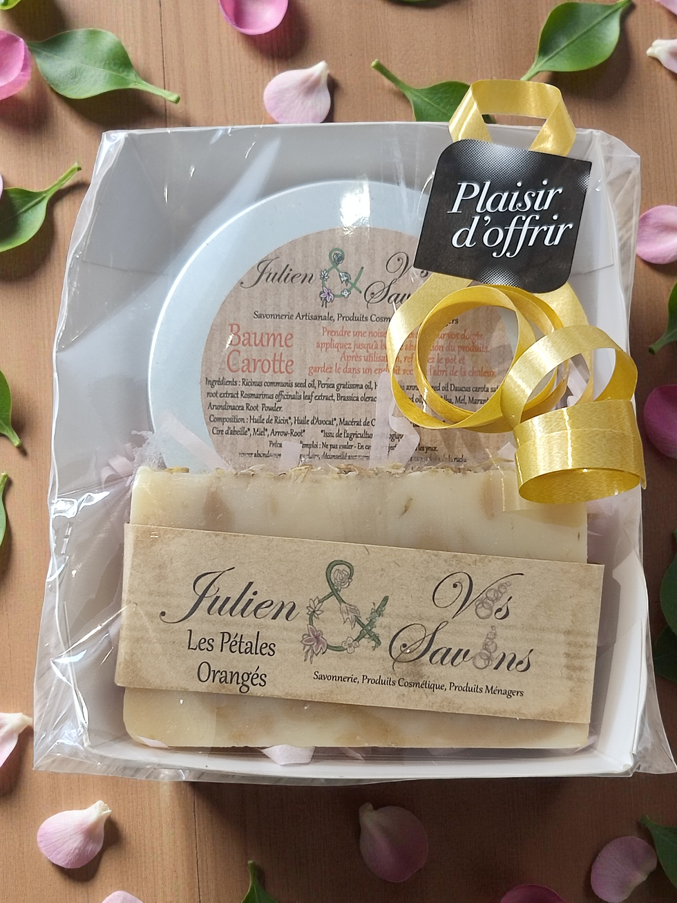 coffret baume corps et visage à la carotte et savon artisanal