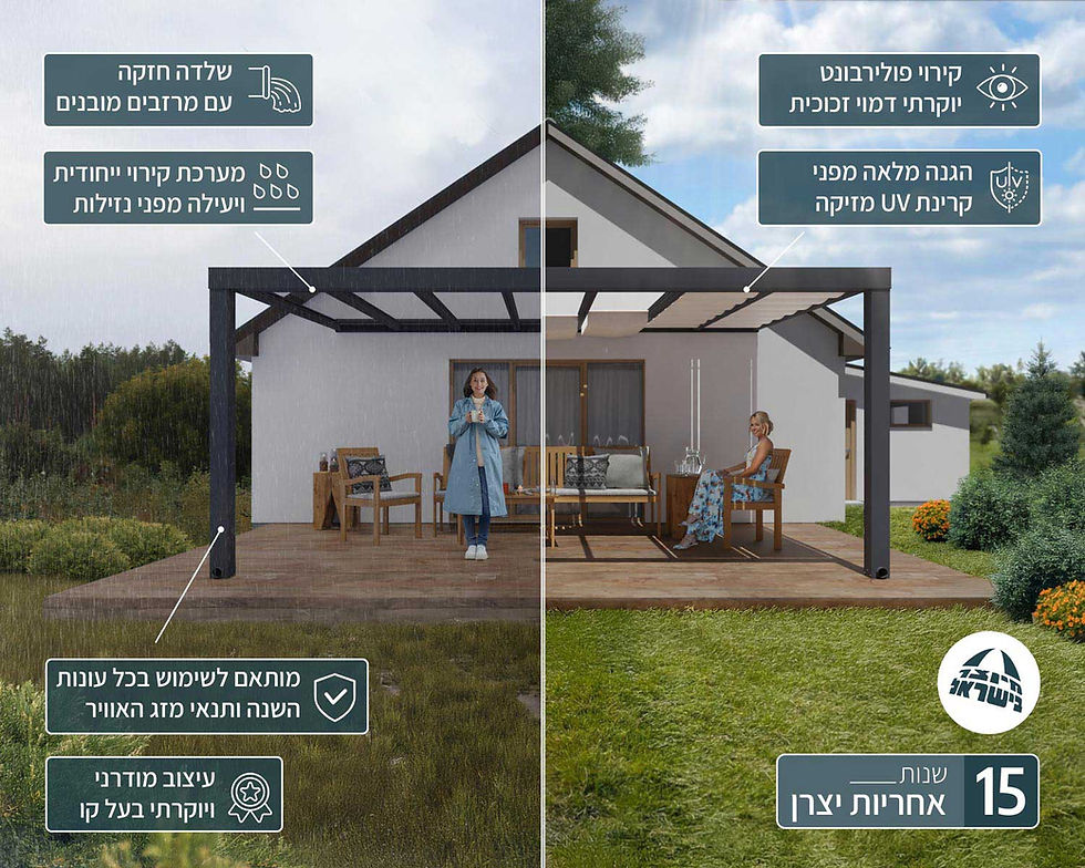 תמונה ממוזערת: פרגולה אלומיניום STOCKHOLM אפורה 3.4x6.6 עם קירוי שקוף