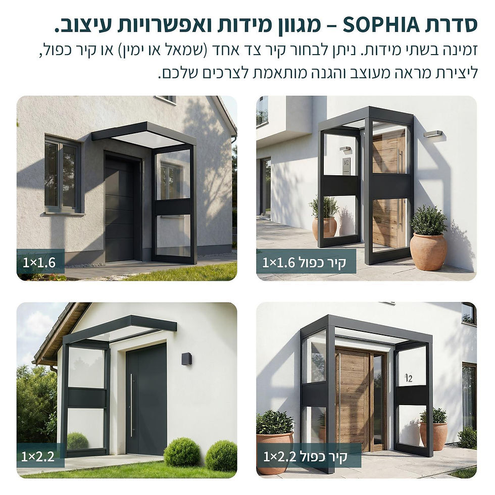 תמונה ממוזערת: גגון Sophia אפור שקוף 1X1.6 עם קיר צד