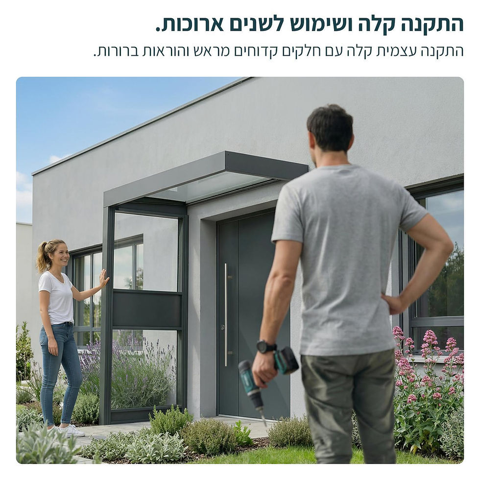 תמונה ממוזערת: גגון Sophia אפור שקוף 1X2.2 עם שני קירות צד