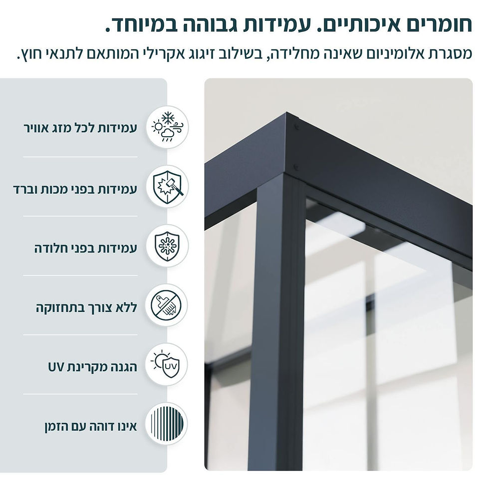 תמונה ממוזערת: גגון Sophia אפור שקוף 1X1.6 עם קיר צד