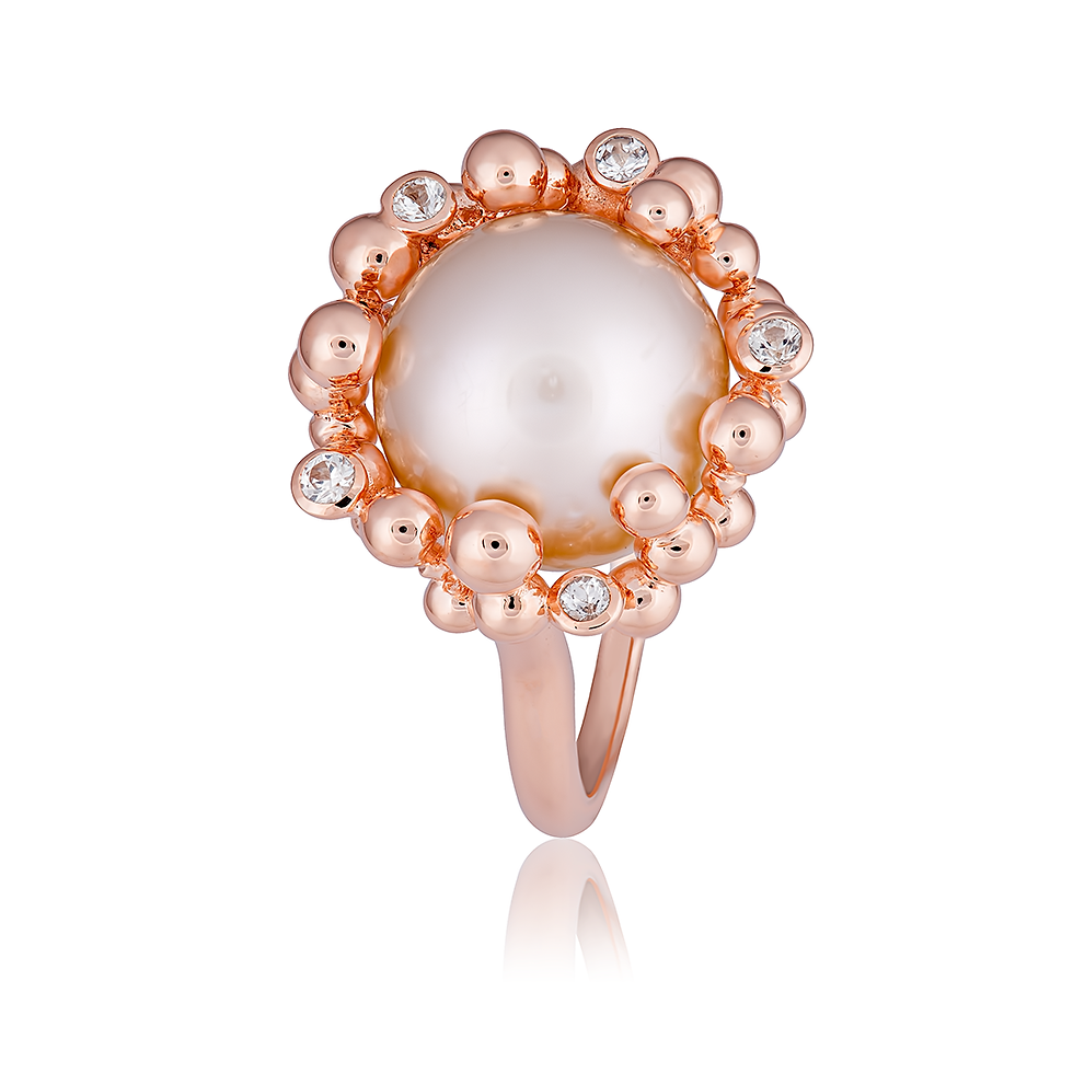 Thumbnail: Champagne Ring 18ct Pink Gold - Set with White Sapphires