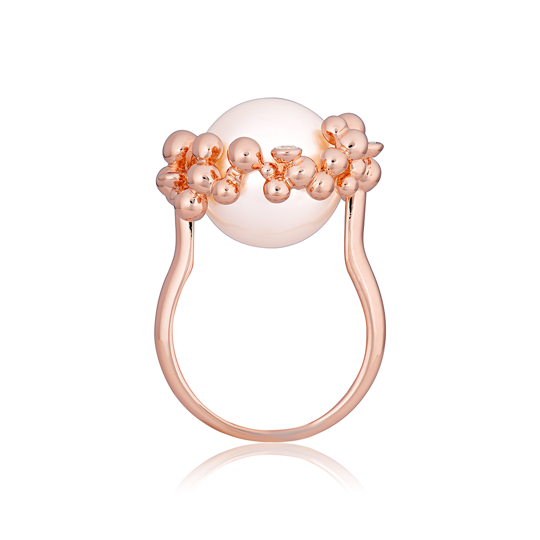 Champagne Ring 18ct Pink Gold - Set with White Sapphires