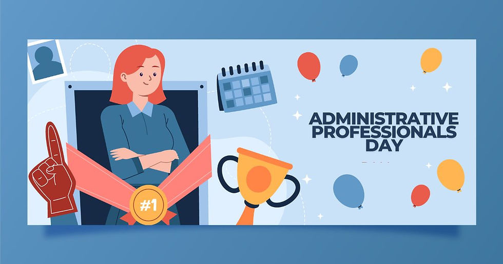 A cartoon woman celebrating administrative professionals day