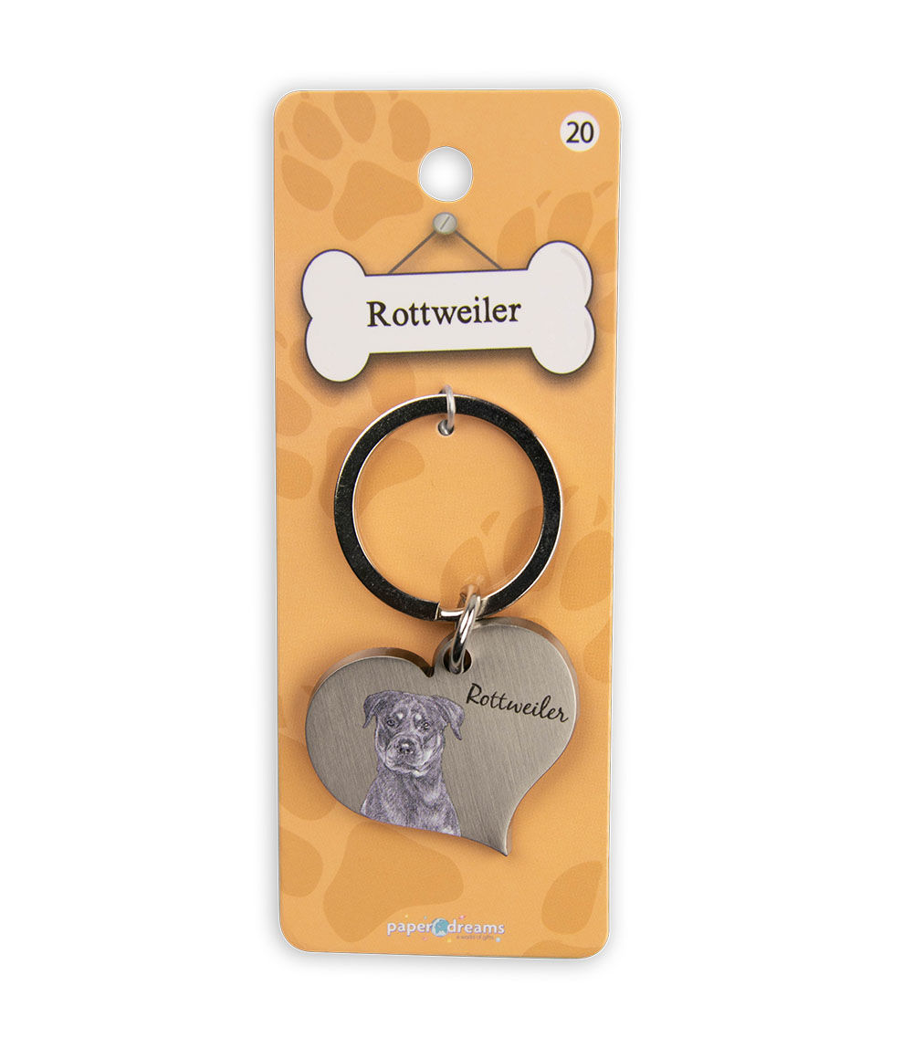 Rottweiler - dieren sleutelhanger - Zilver