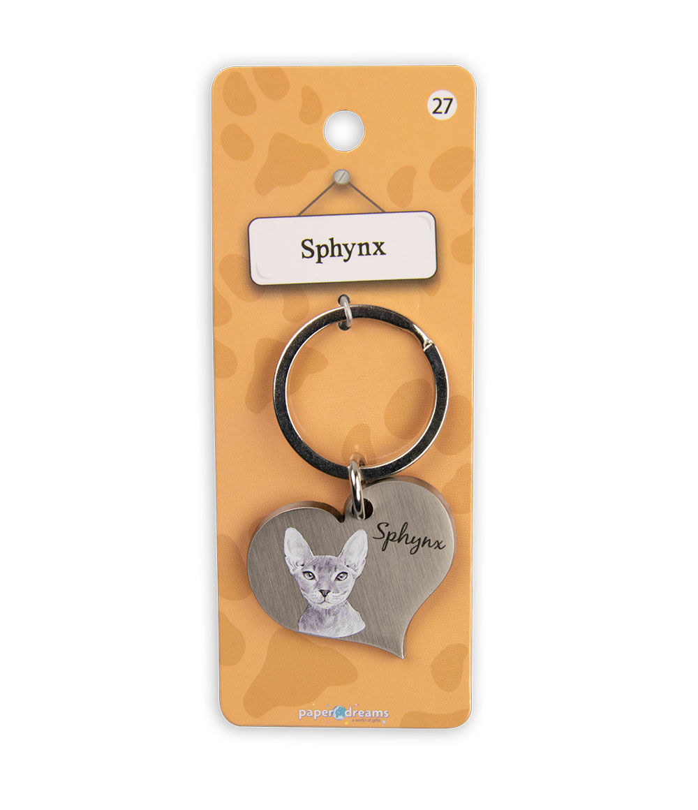 Sphynx - katten sleutelhanger - Zilver