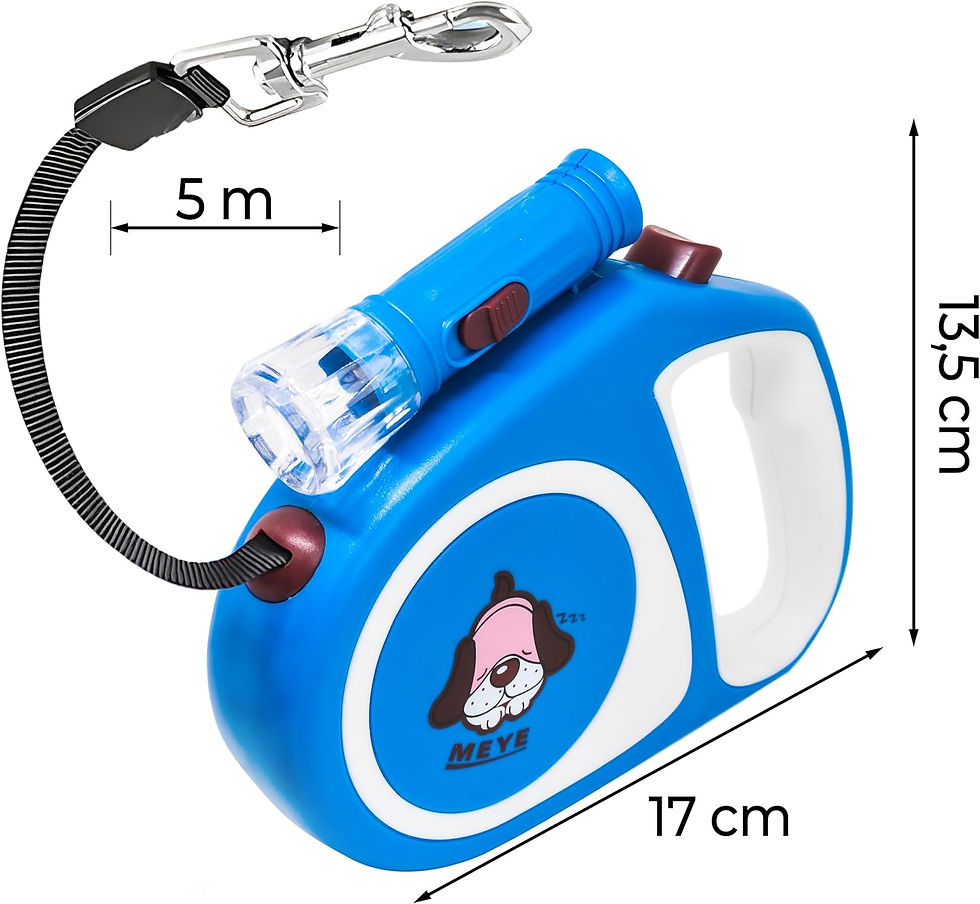 Miniaturbild: Uitschuifbare hondenriem met LED-zaklamp – 5 meter