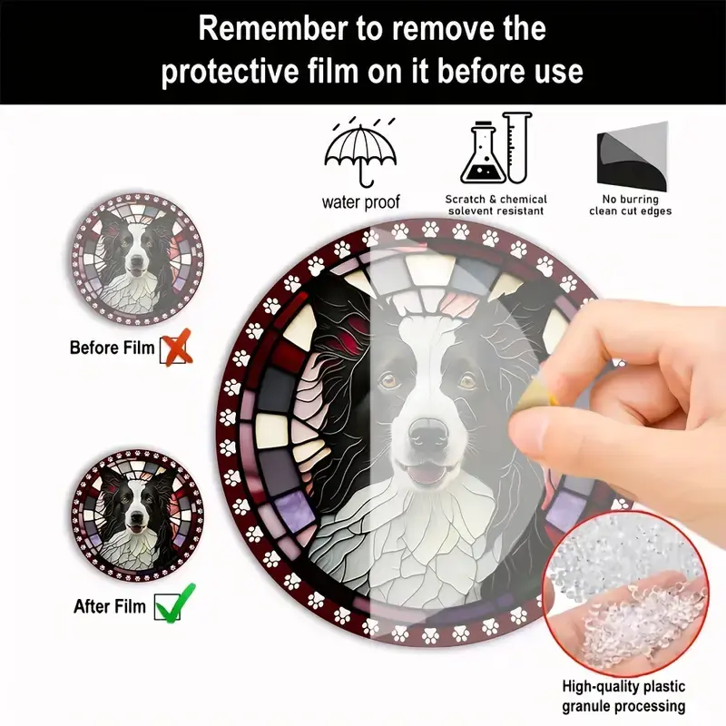 Miniatura: Border Collie - raam decoratie - zonnevanger acryl - rond - 15 cm