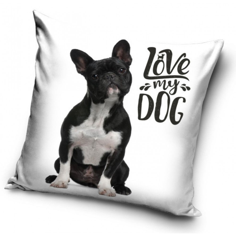 Bostonterriër - Love my dog - sierkussenhoes – hondenprint – 40x40 cm