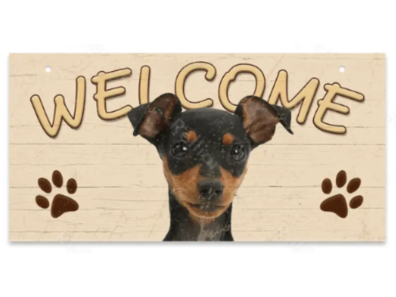 Dwergpinscher - Waakbord - Houten hangbordje - Welcome