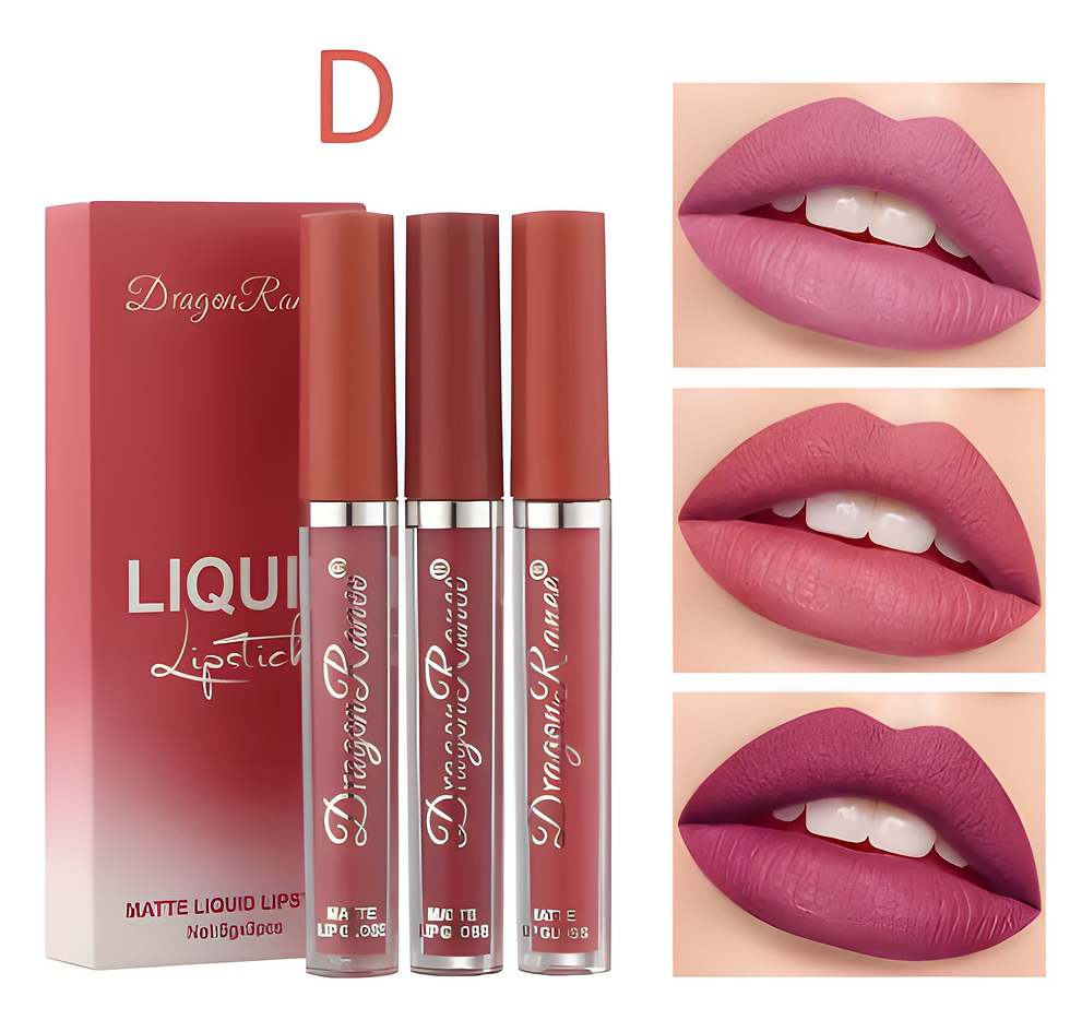 Thumbnail: 3-Piece Matte Lip Gloss Set - Non-Stick to Cup