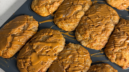 Greek Yogurt Banana Muffins with Biscoff Swirl