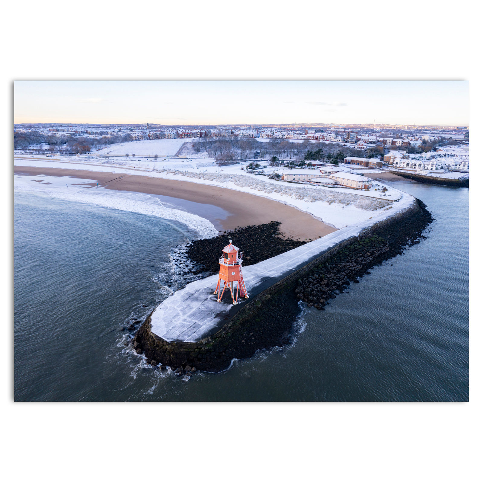 Herd Groyne Ligthhouse and Little Haven Snow