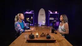 two foreigner women doing podcast in podcast studio Bali Villo Studio