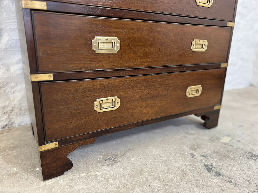 Thumbnail: Lovely Campaign Chest Early 20th Century Mahogany Wood Captains Chest of Drawers