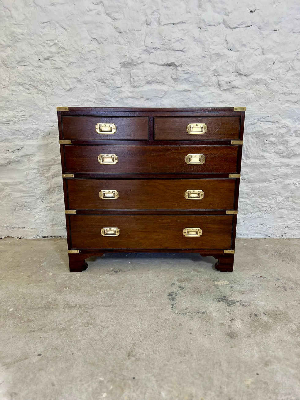 Thumbnail: Lovely Campaign Chest Early 20th Century Mahogany Wood Captains Chest of Drawers