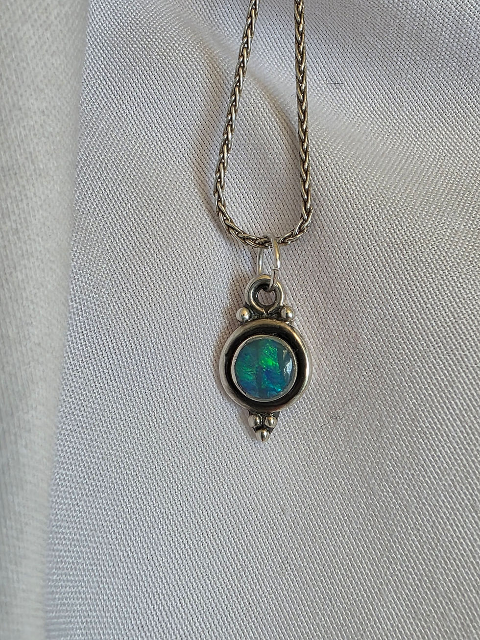 Thumbnail: Petite Authentic Opal  Australian set in sterling silver 