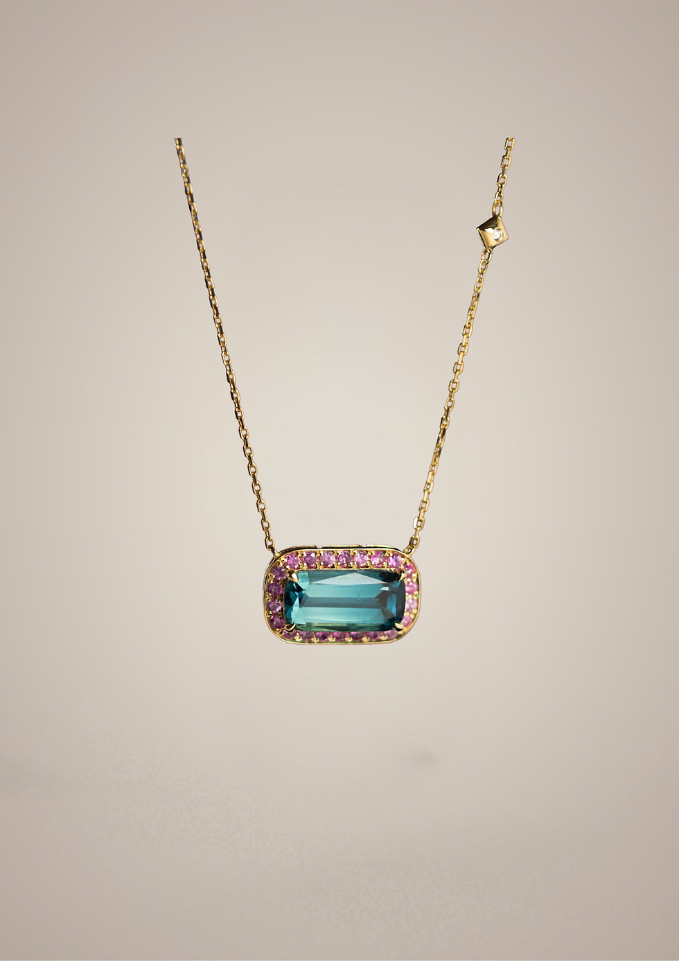 Blue Tourmaline and Pink Sapphire Necklace