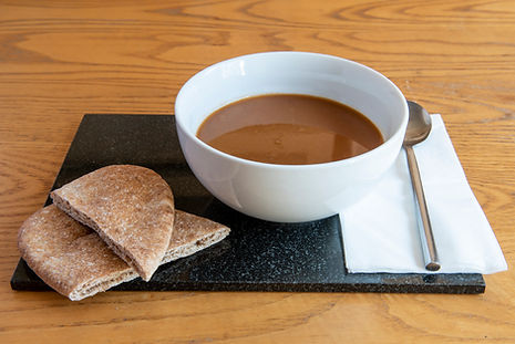 Product image - food, soup and flatbread
