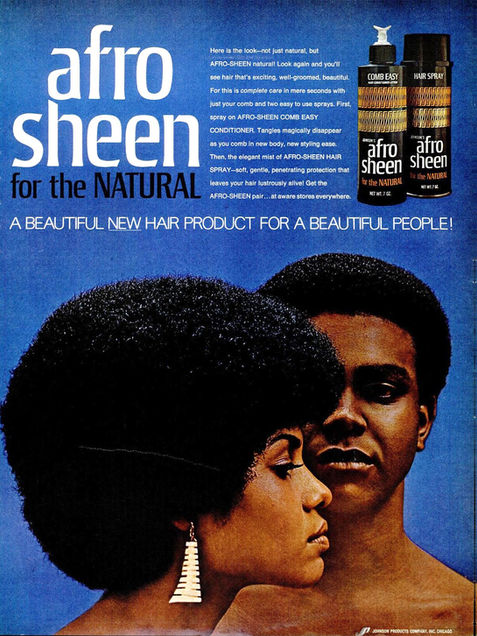 Vintage full page magazine advert for Afro Sheen hair product