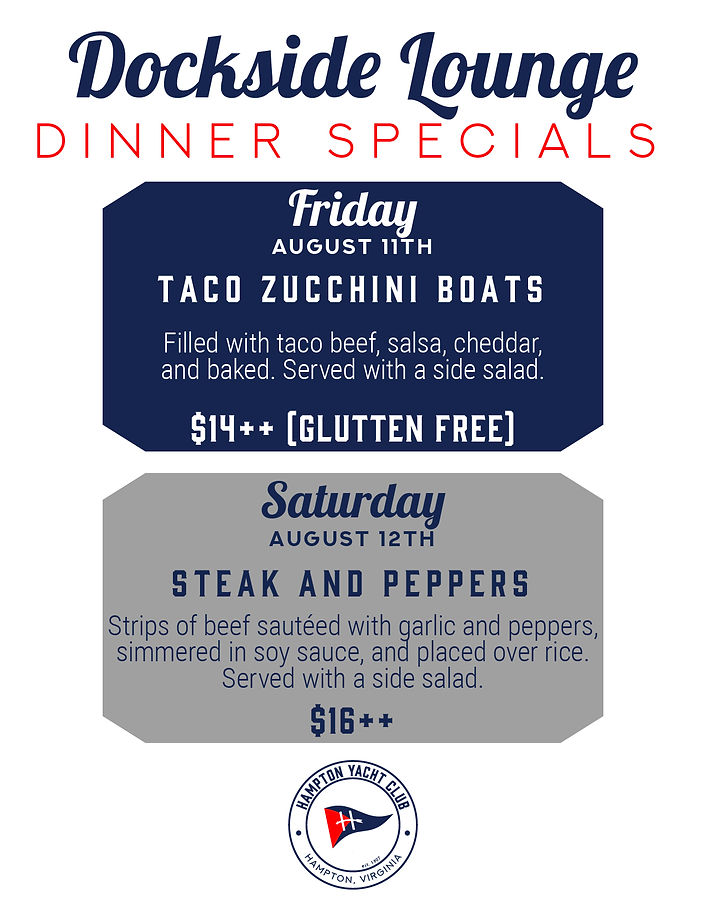 Dockside Dinner Specials | Hampton Yacht Club
