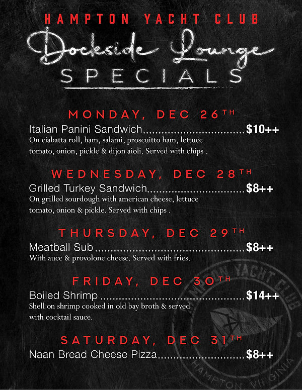 Lunch Specials | Hampton Yacht Club