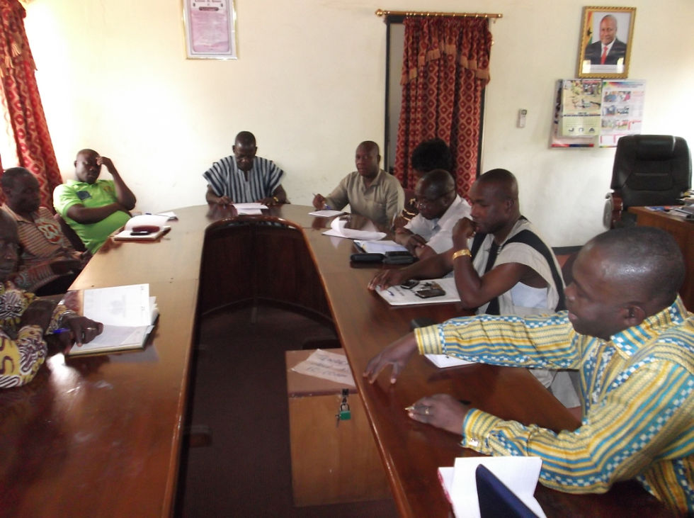 JCF staff Consulting with DA and HODs at Juaboso