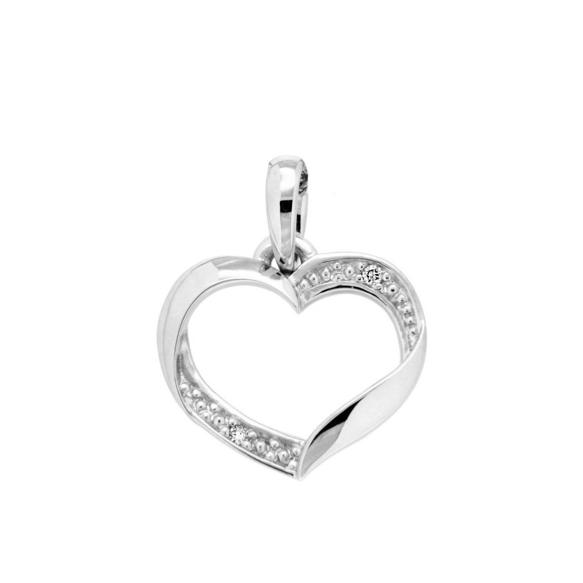 Pendentif or blanc coeur Beheyt