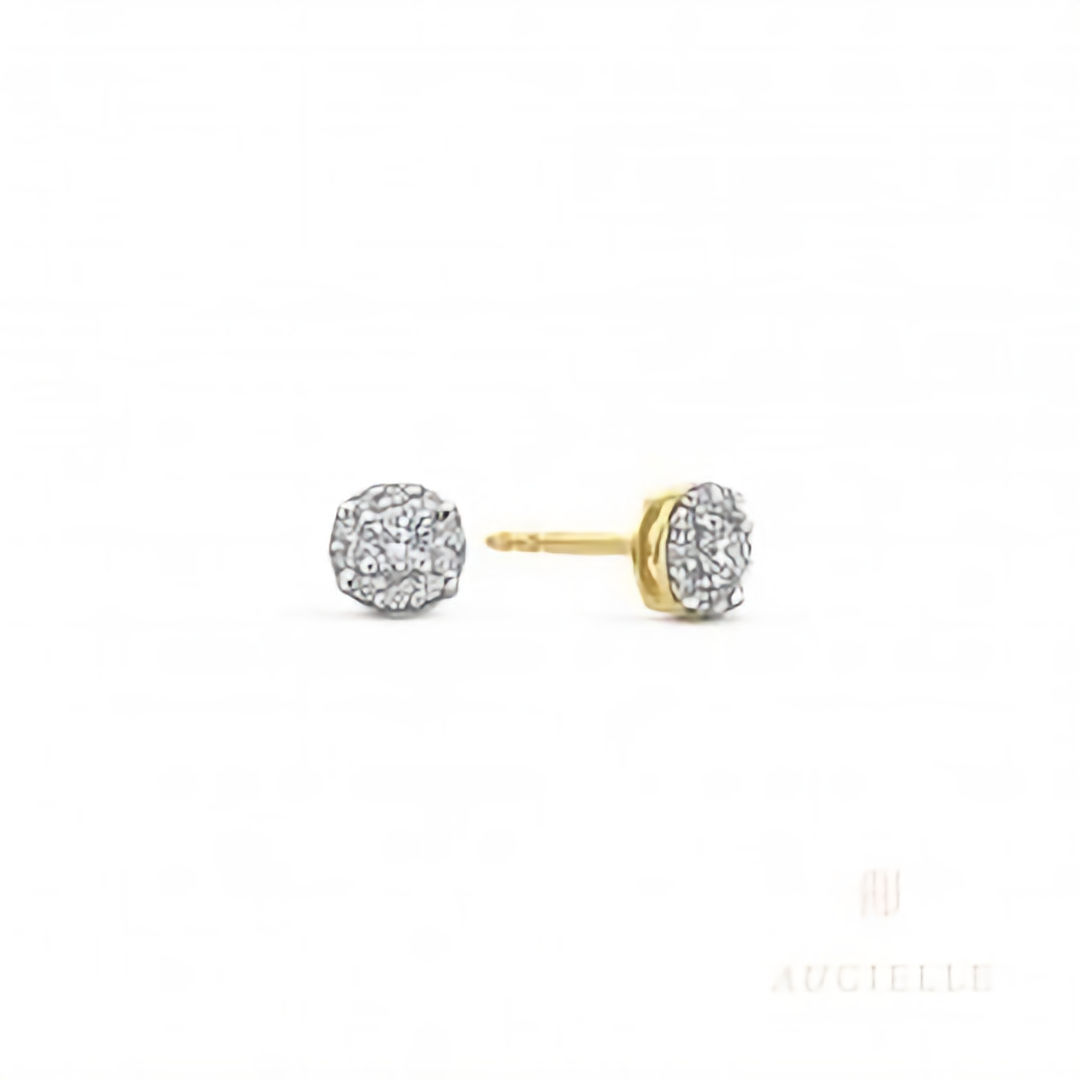 Boucles d'oreilles or jaune 18Kt pavé zircons AUCIELLE