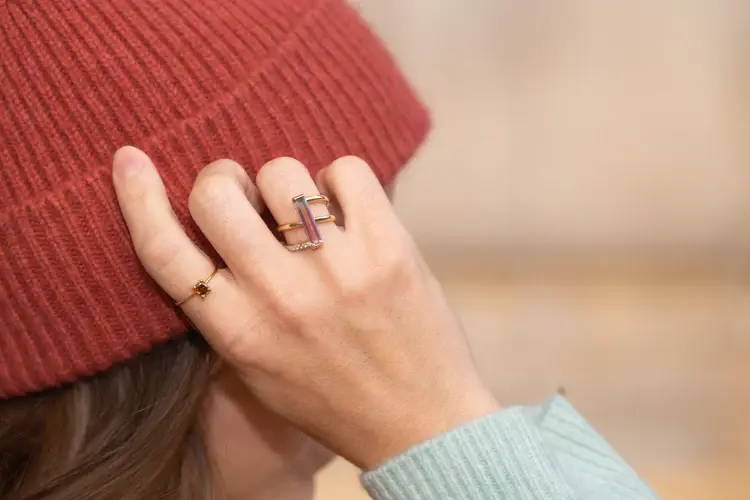 Bague Altitude Tourmaline or jaune 18Kt et Diamants Studio28