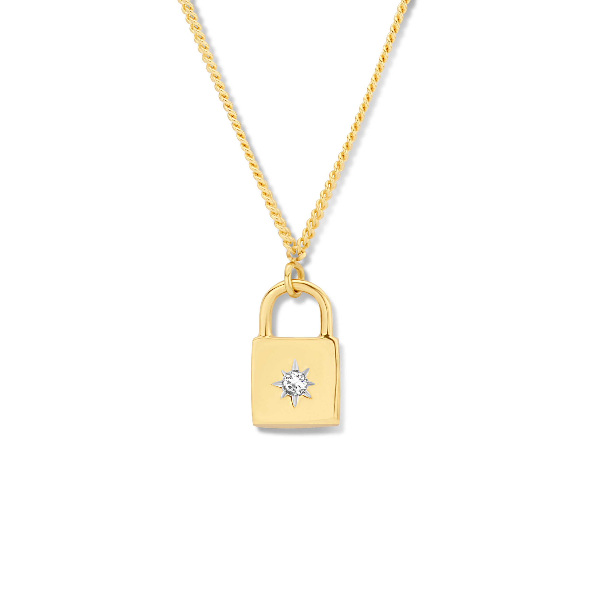 Collier motif cadenas et diamant or jaune Beheyt