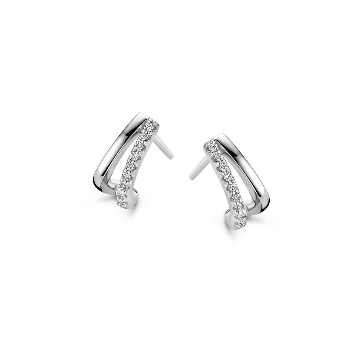 Boucles d'oreilles en argent rhodié et zirconiums Naiomy